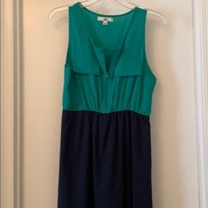 Two toned navy blue and turquoise dress